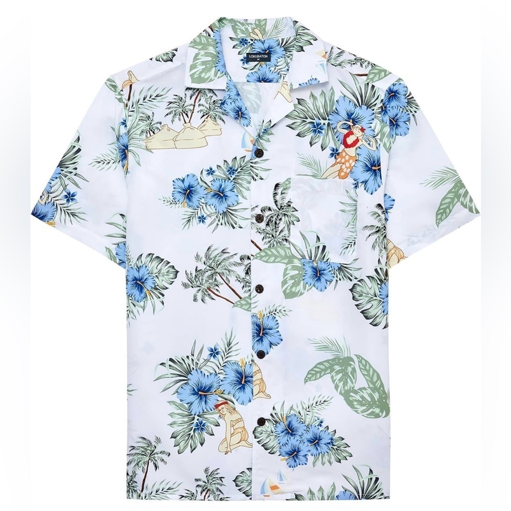 Rayon Mens Hawaiian Shirts Regular Fit Short Sleeve Hawaiian Shirts for Men
